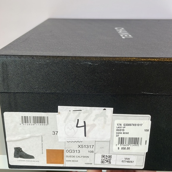 Chanel Suede Calfskin Lace Up Boots - Picture 9 of 9